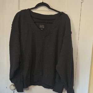 American Eagle Outfitters Charcoal V-Neck Sweater